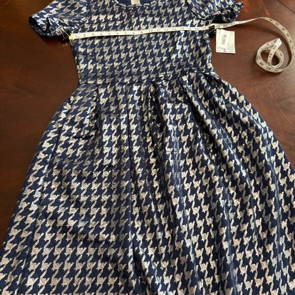 LuLaRoe Amelia Dress Elegant Collection Navy Silver NEW with tags size L - Picture 5 of 15